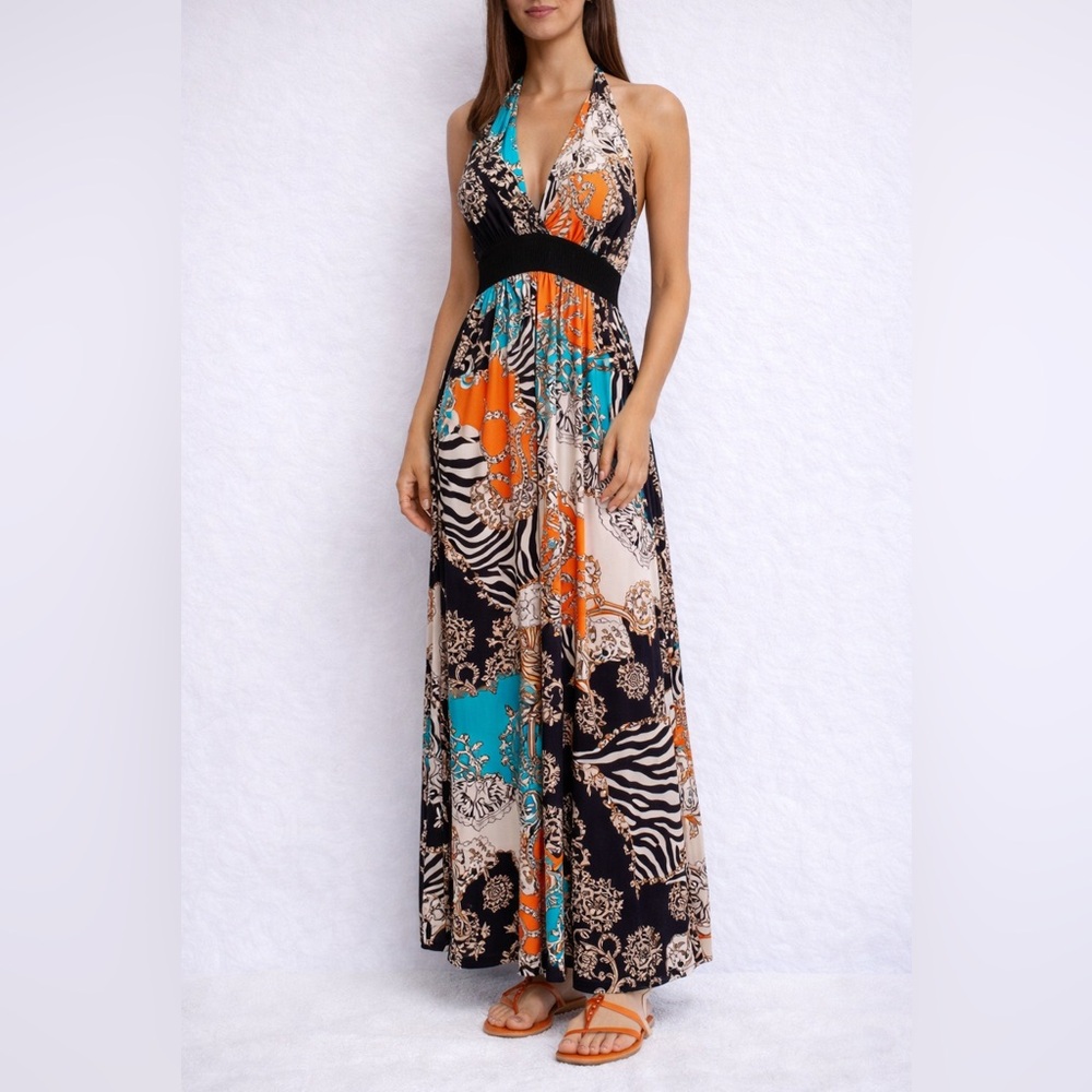 Halter Open Back Maxi Dress size XS